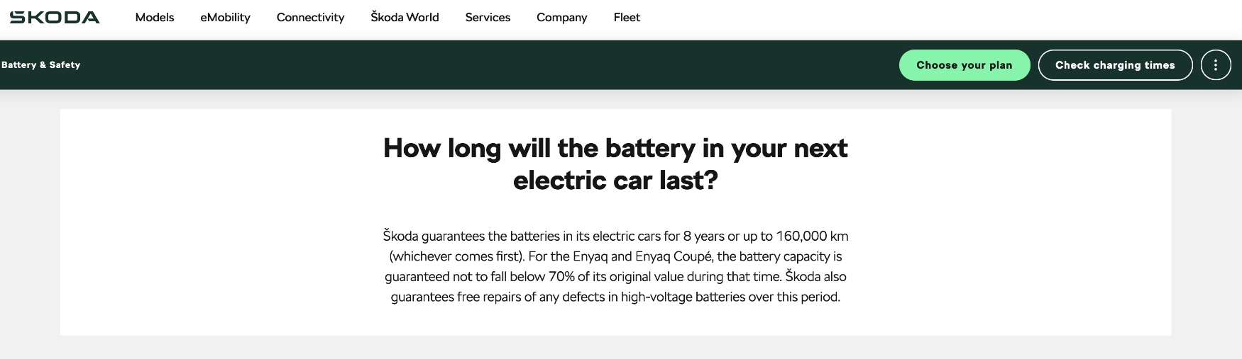 skoda battery warranty