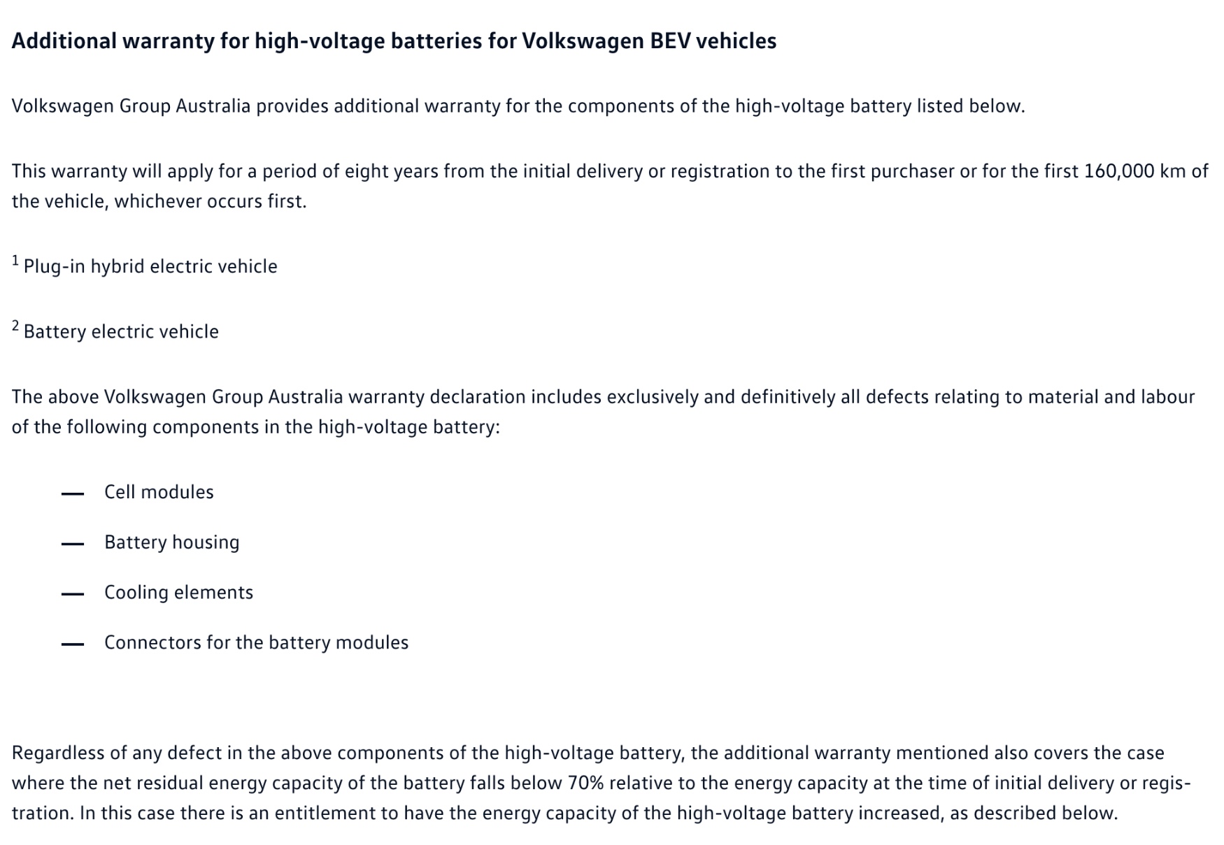 vw battery warranty